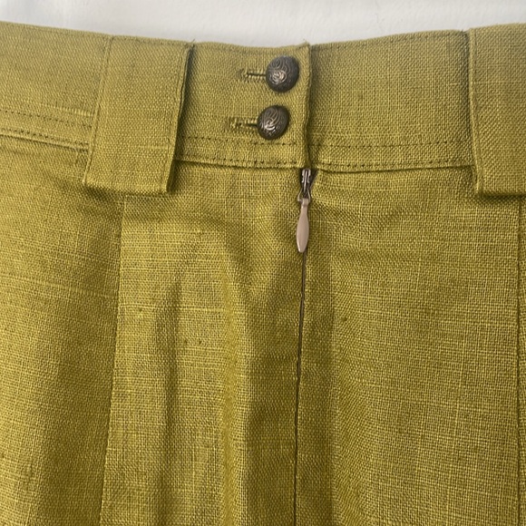 Jane Lamerton Vintage 100% Linen Olive Green Pencil Lined Skirt High Waist Small - Picture 5 of 7
